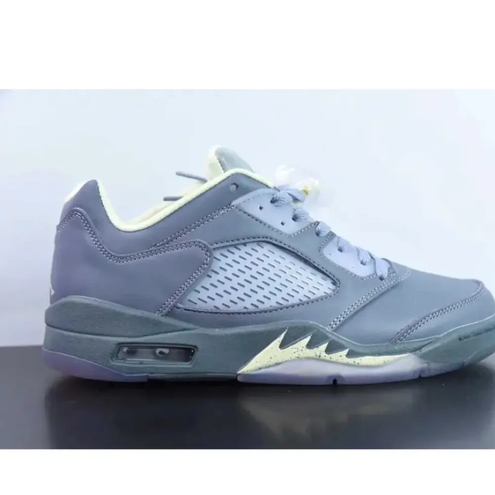 Air Jordan 5 Low Indigo Haze/Fire Red-Metallic Silver-Grey  FJ4563-500