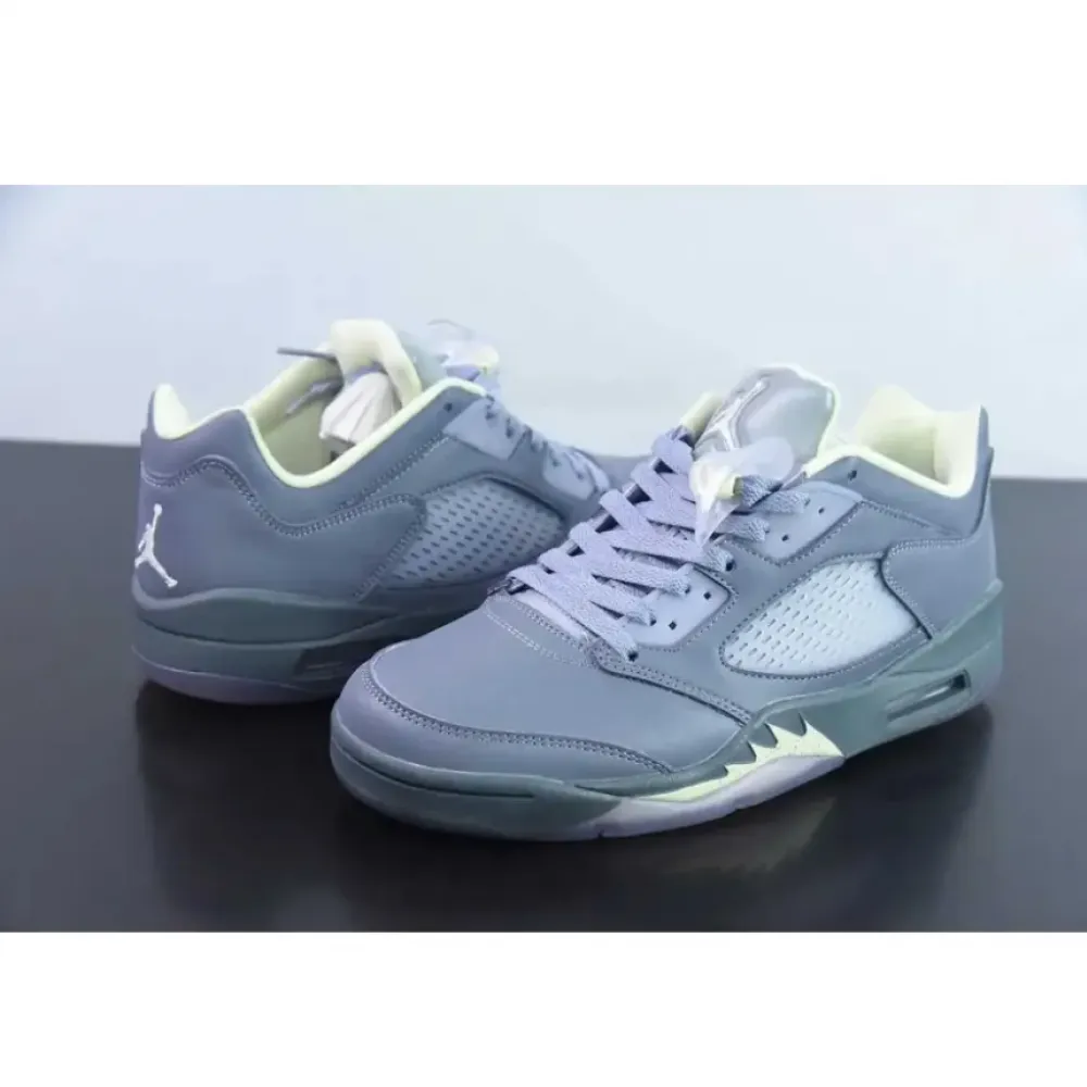 Air Jordan 5 Low Indigo Haze/Fire Red-Metallic Silver-Grey  FJ4563-500