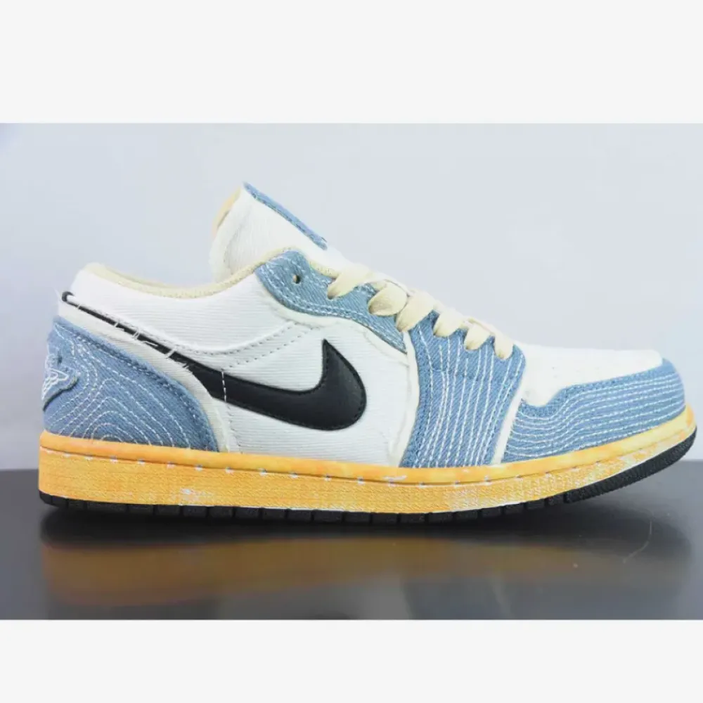 Air Jordan 1 Low ‘Sashiko’ Ashen Slate/Black-Pale Ivory-Sesame FN7670-493