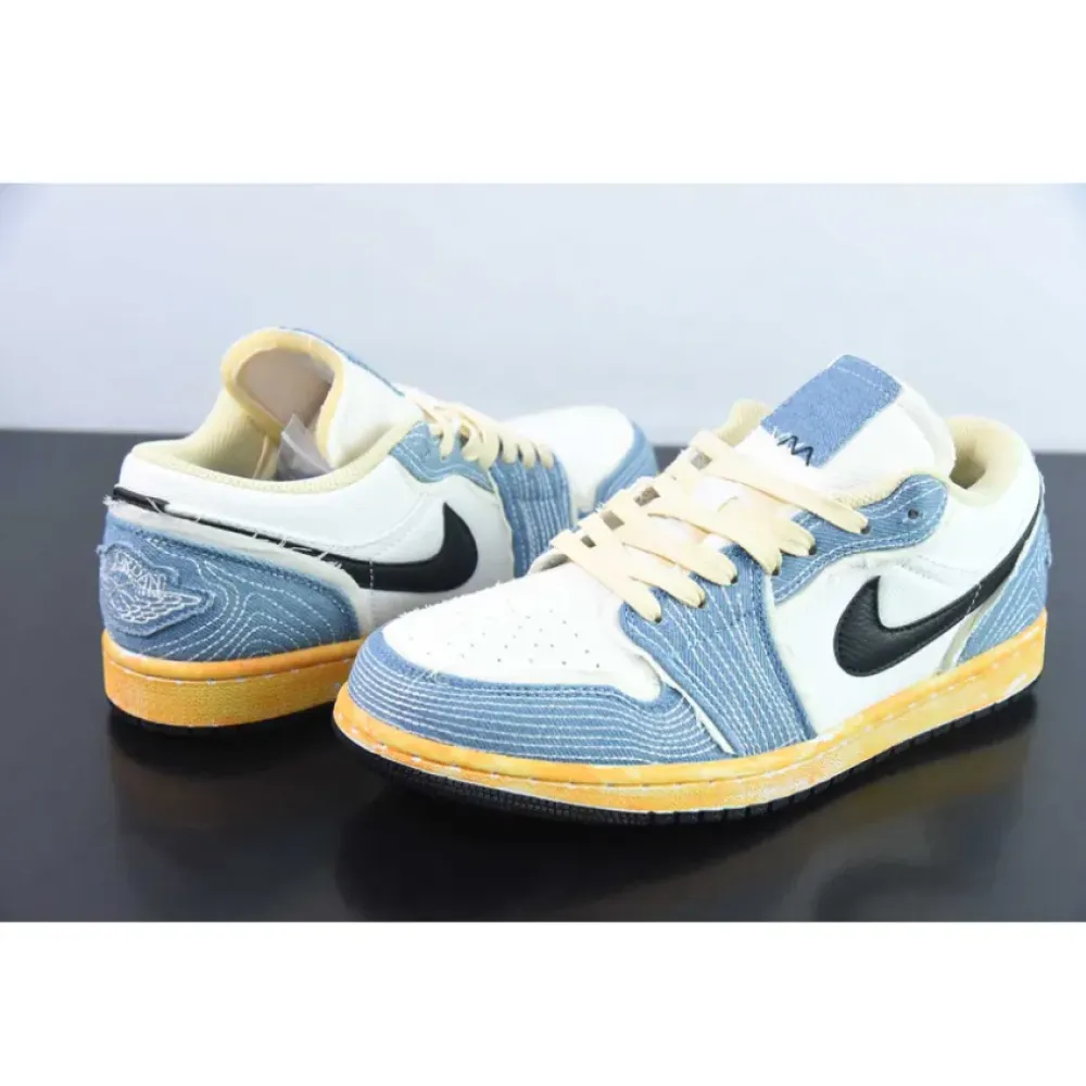 Air Jordan 1 Low ‘Sashiko’ Ashen Slate/Black-Pale Ivory-Sesame FN7670-493