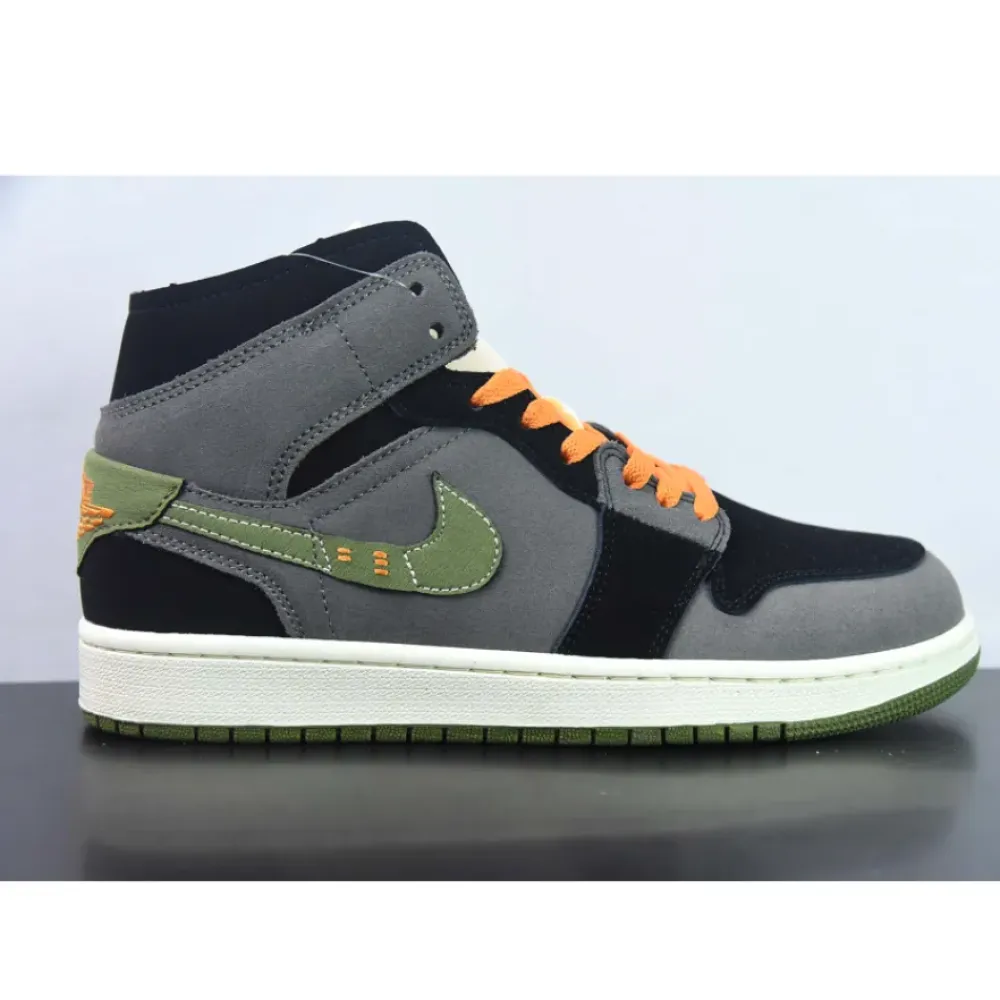 Air Jordan 1 Mid SE Craft “Halloween” Black Light Olive  FD6817-003