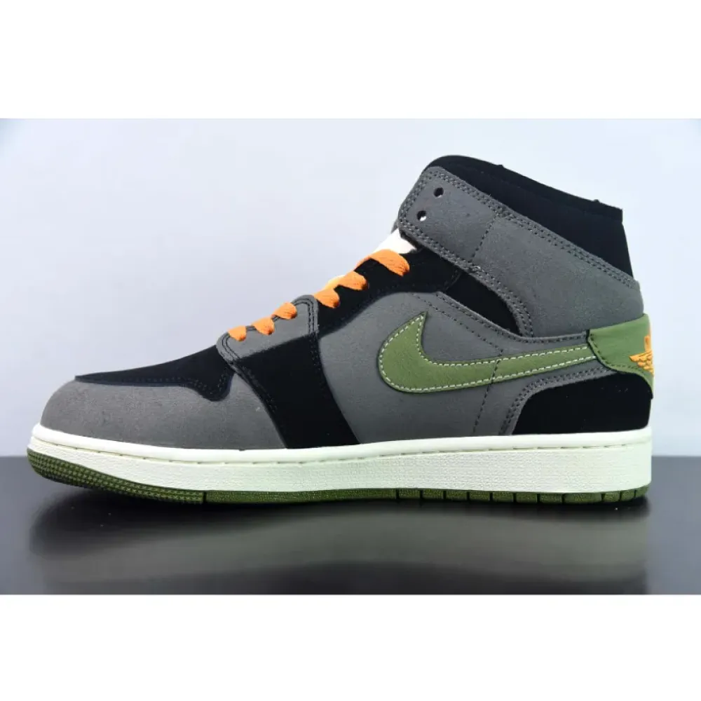 Air Jordan 1 Mid SE Craft “Halloween” Black Light Olive  FD6817-003