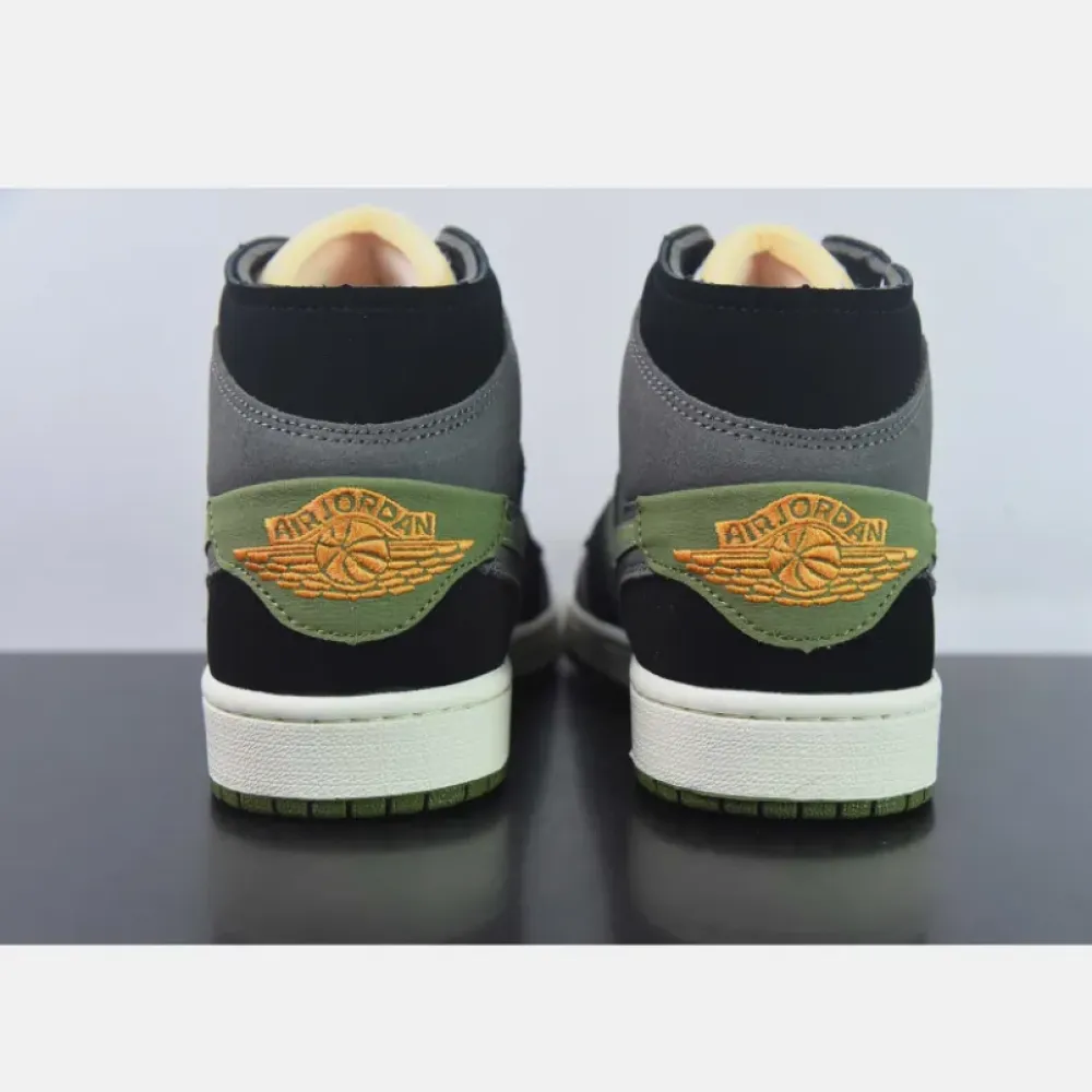 Air Jordan 1 Mid SE Craft “Halloween” Black Light Olive  FD6817-003