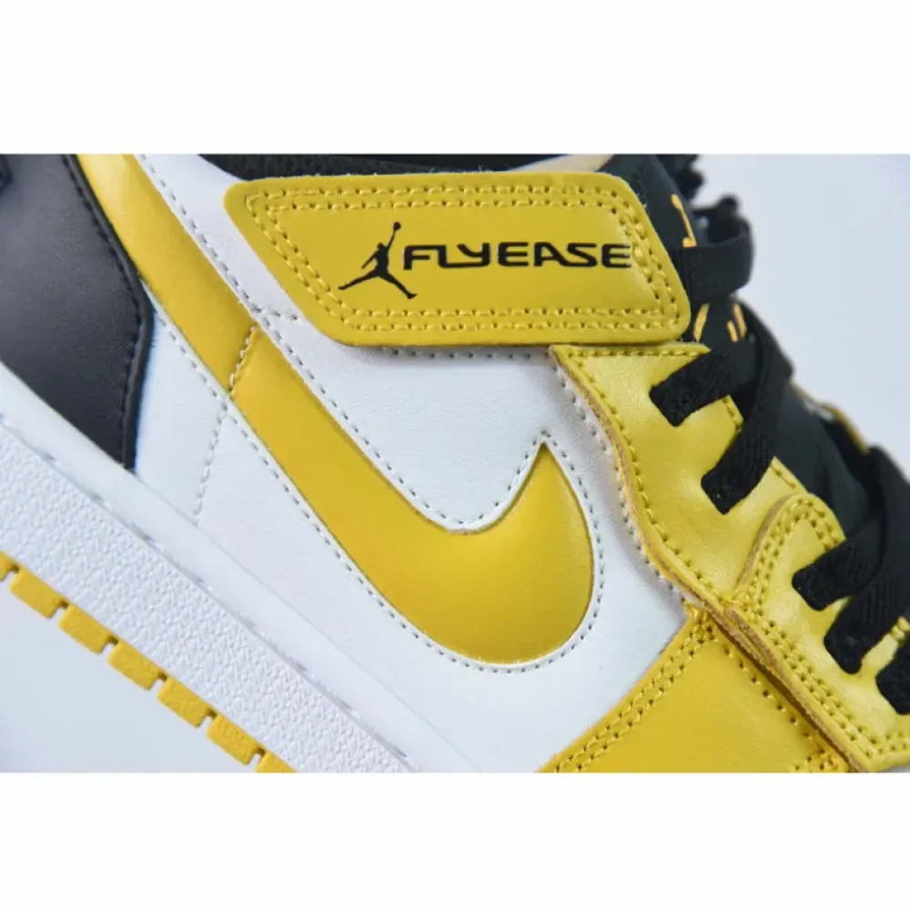 Air Jordan 1 Low FlyEase “Taxi” White/Black-University Gold  DM1206-107