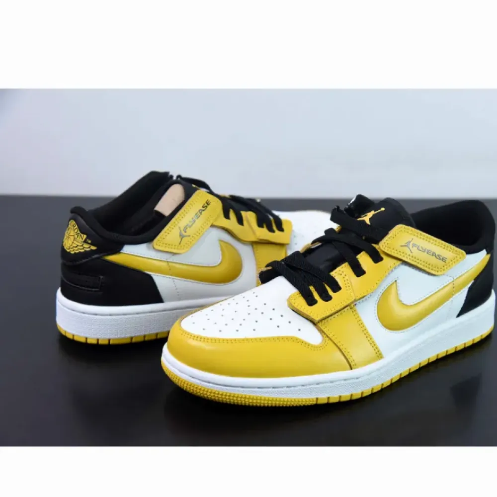 Air Jordan 1 Low FlyEase “Taxi” White/Black-University Gold  DM1206-107