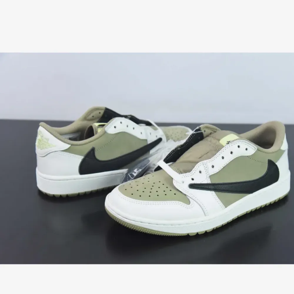 Travis Scott x Air Jordan 1 Low Golf Neutral Olive/Black-Sail-Light Lemon Twist FZ3124-200
