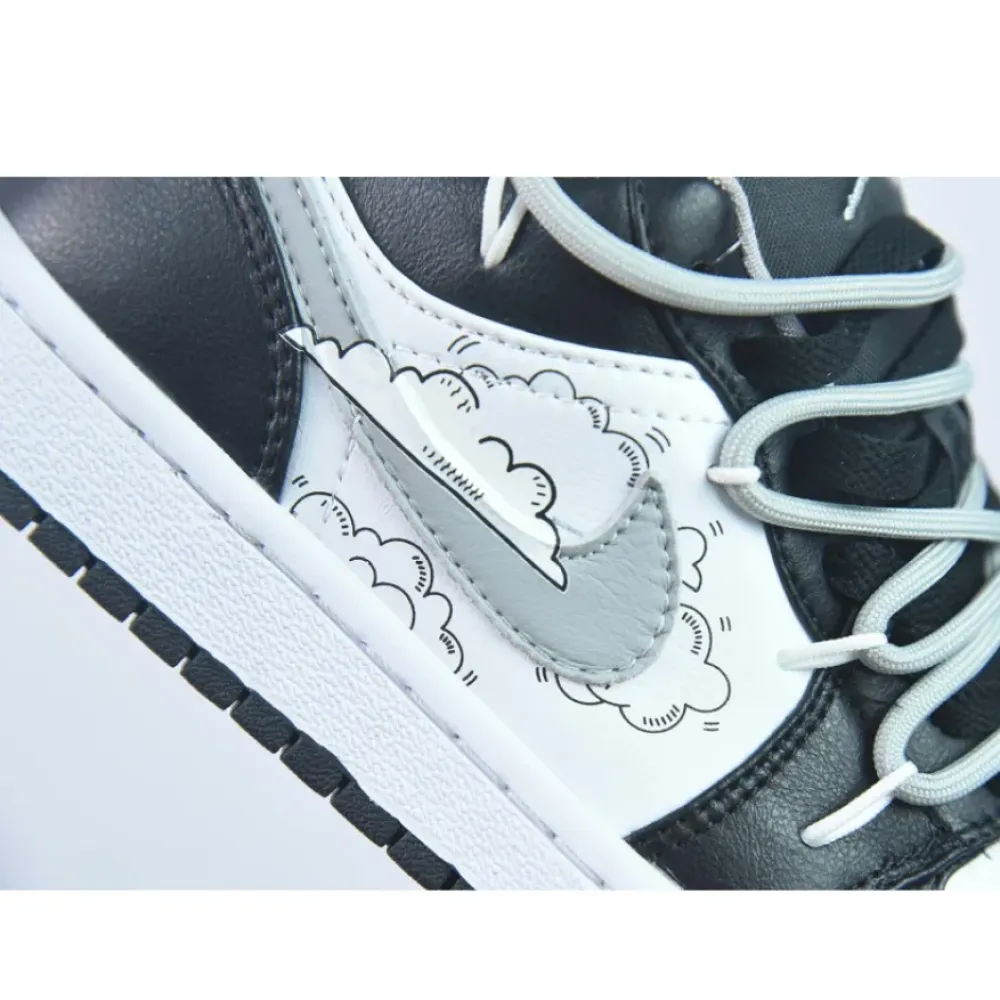 Custom Air Jordan 1 Low ‘Panda’ White Black