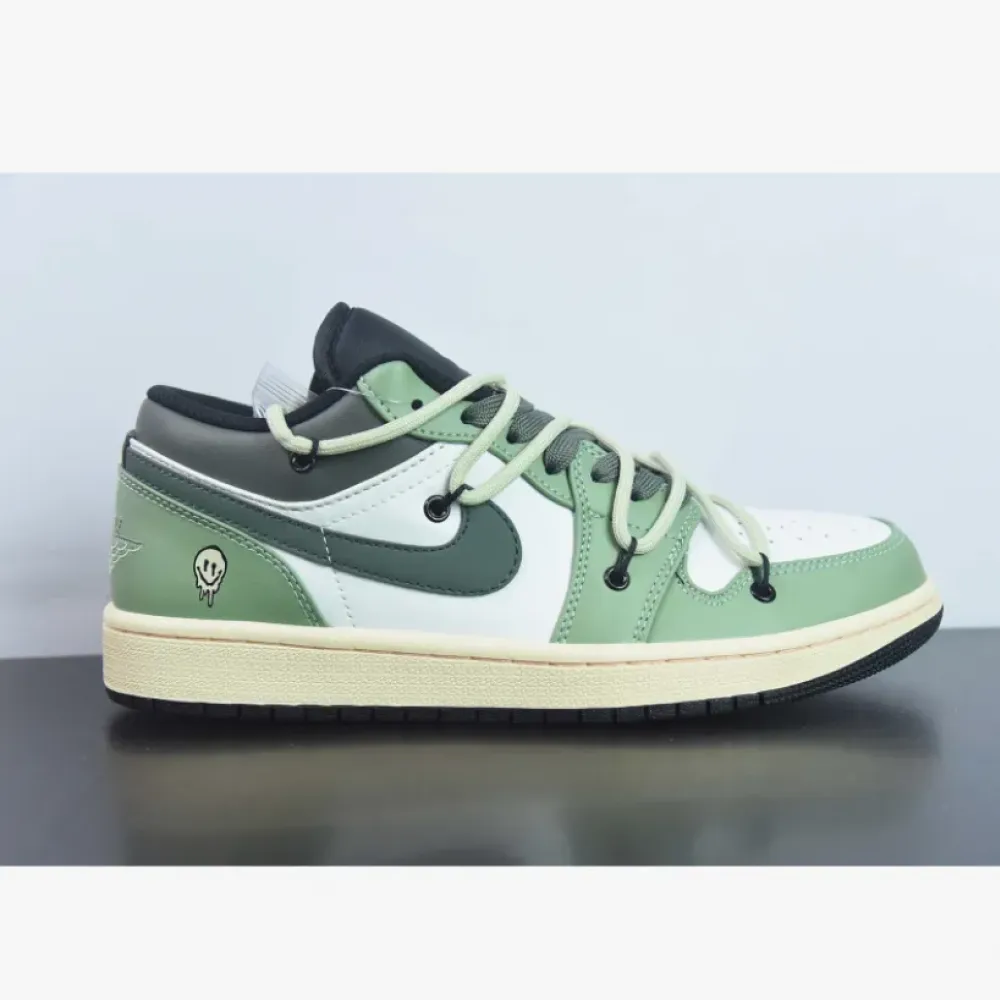 Custom Air Jordan 1 Low White Black Green