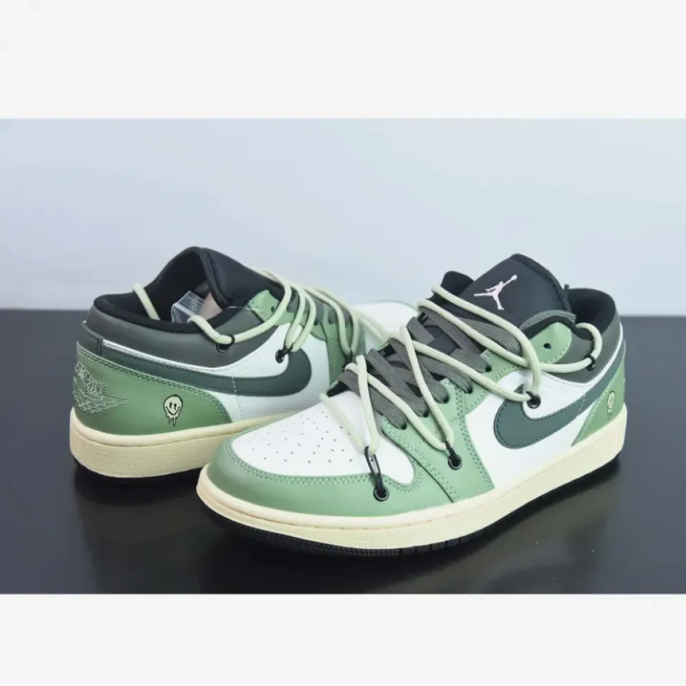 Custom Air Jordan 1 Low White Black Green