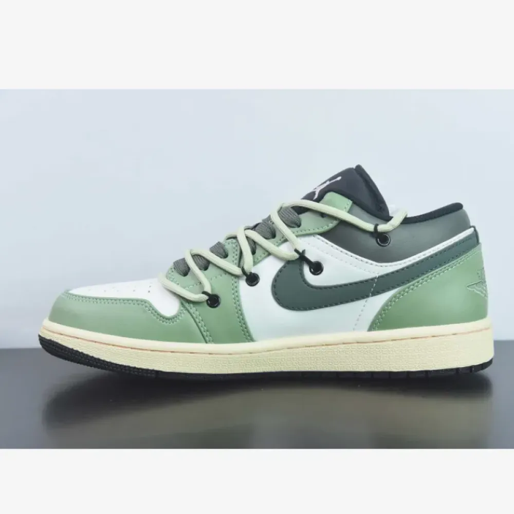 Custom Air Jordan 1 Low White Black Green