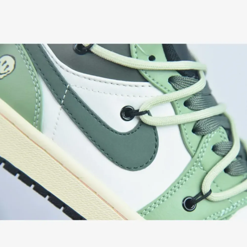 Custom Air Jordan 1 Low White Black Green