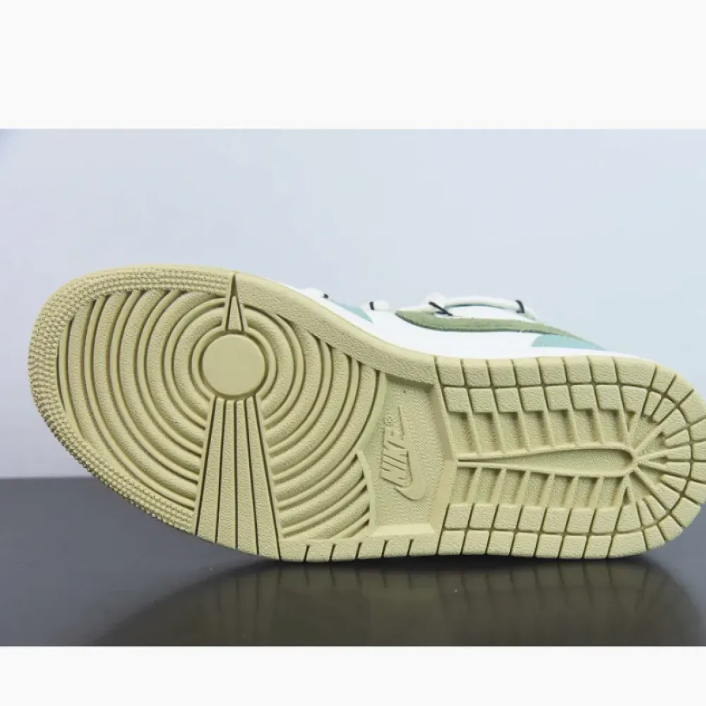 Custom Air Jordan 1 Low Sail White Oil Green