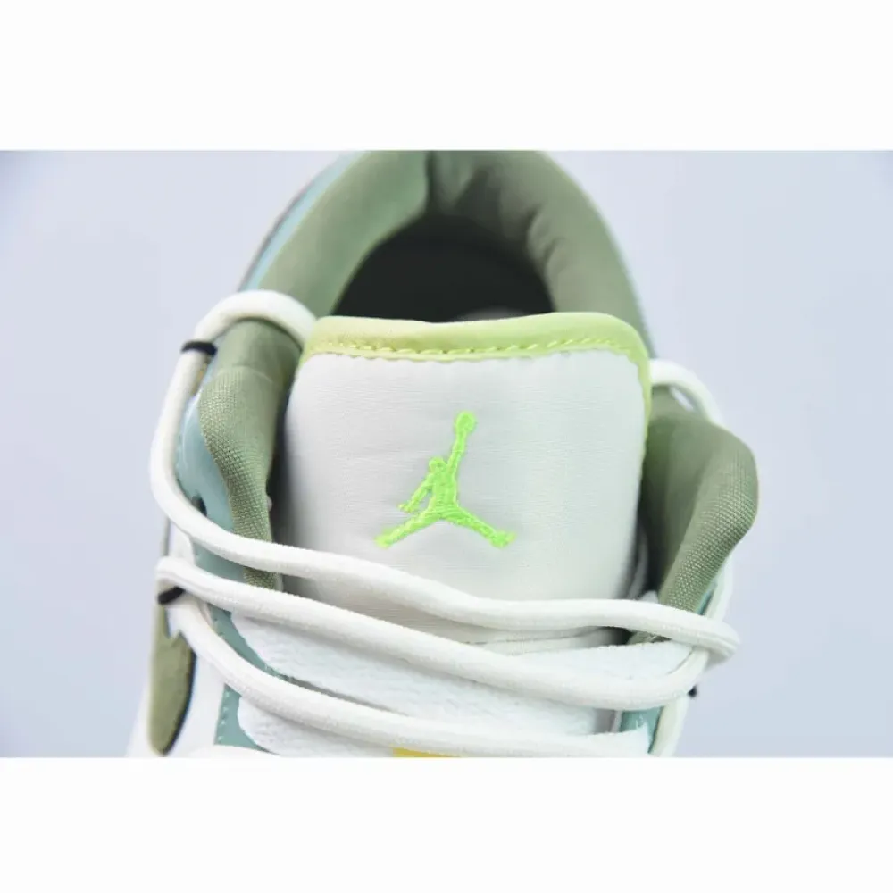 Custom Air Jordan 1 Low Sail White Oil Green