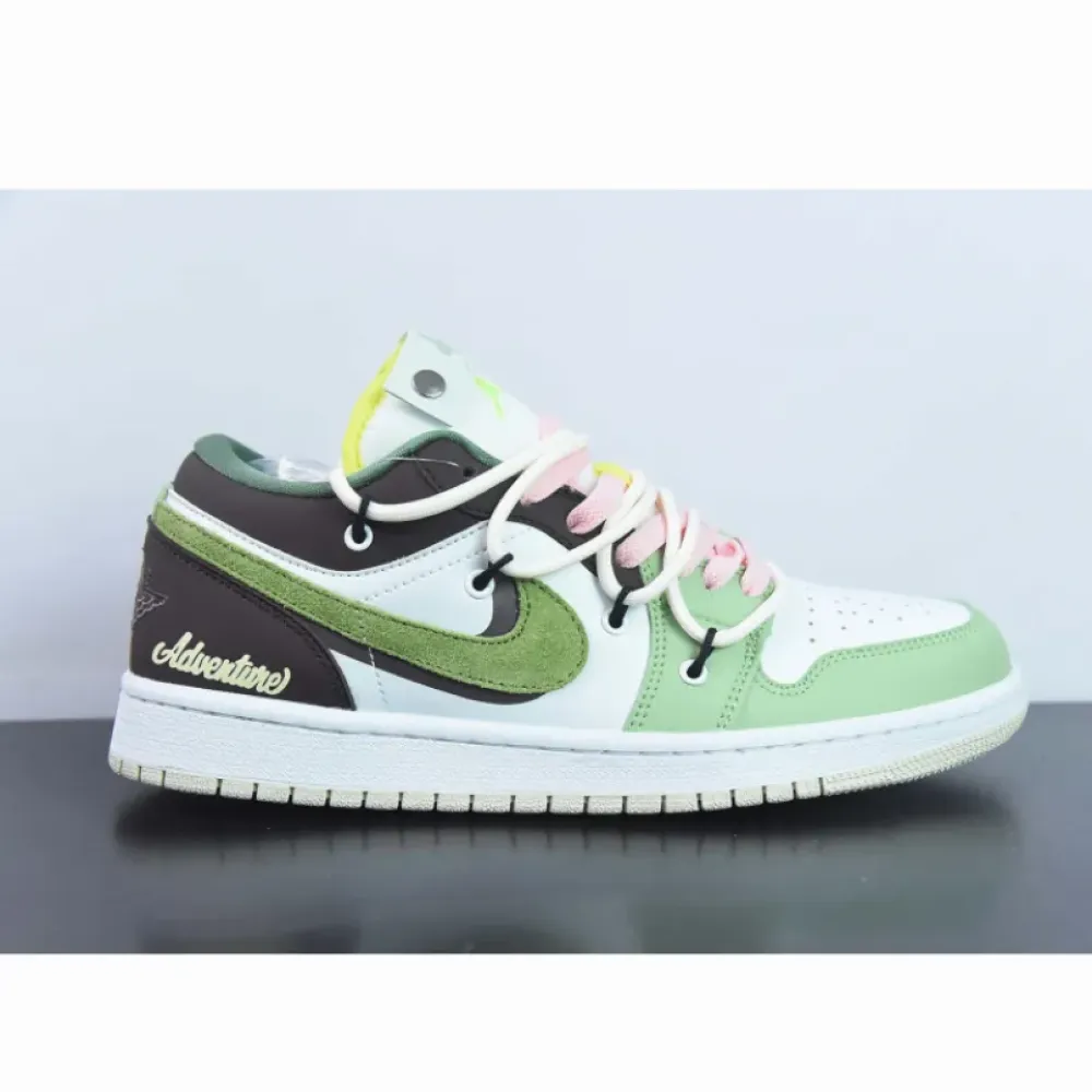 Custom Air Jordan 1 Low Sail White Oil Green