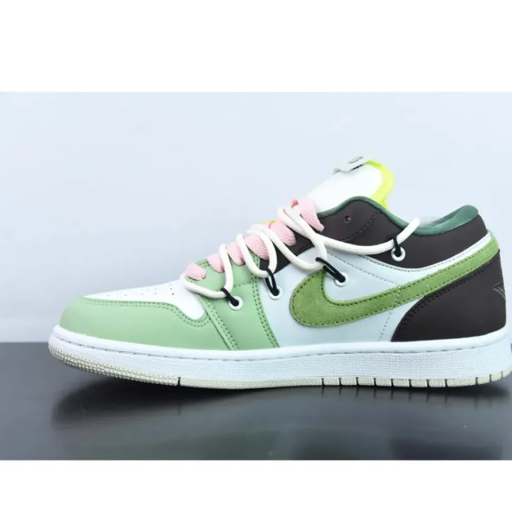 Custom Air Jordan 1 Low Sail White Oil Green