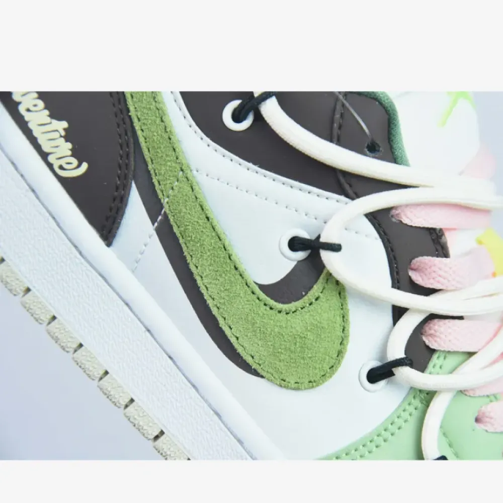 Custom Air Jordan 1 Low Sail White Oil Green