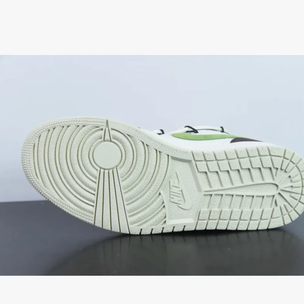 Custom Air Jordan 1 Low Sail White Oil Green