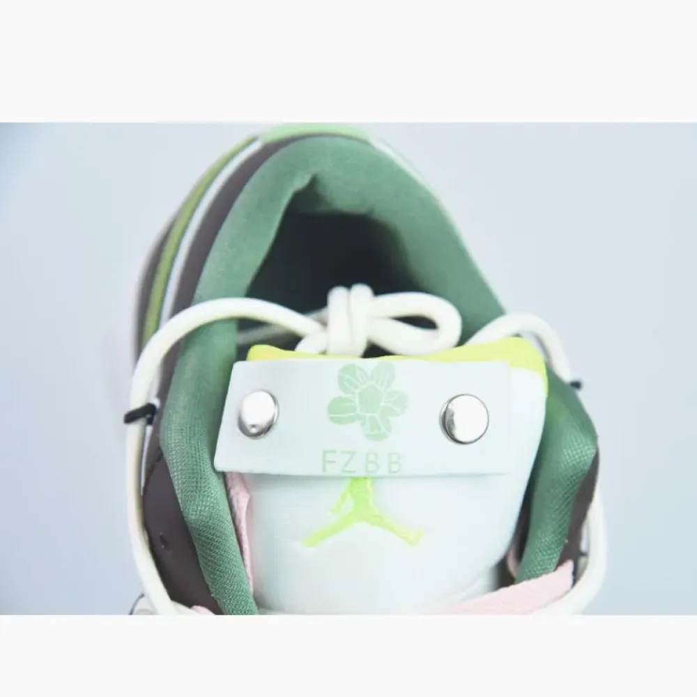 Custom Air Jordan 1 Low Sail White Oil Green