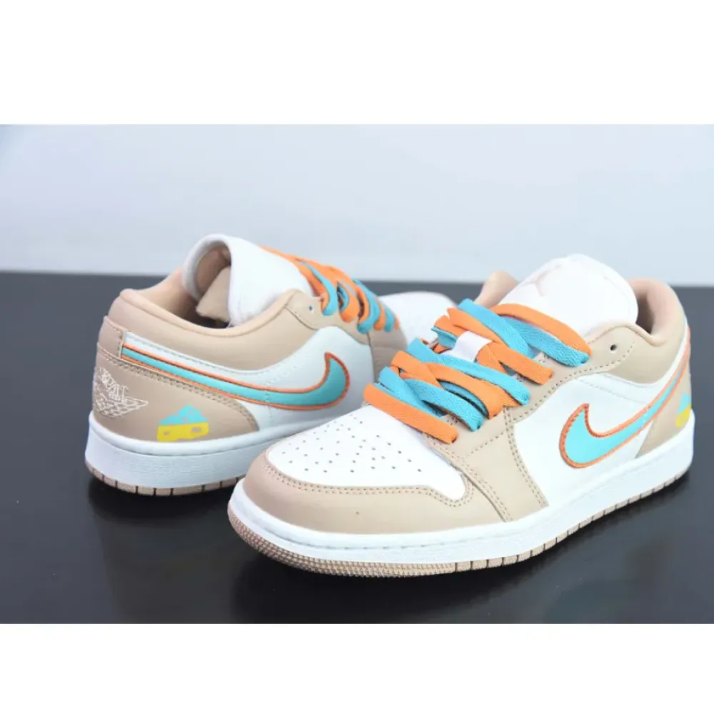 Custom Air Jordan 1 Low Sunset Haze/White/Bright Citrus