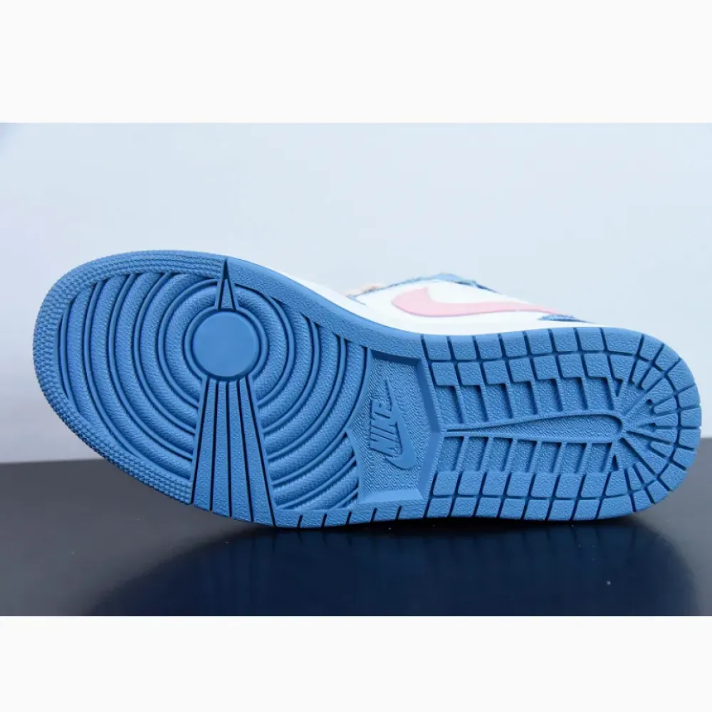 Custom Air Jordan 1 Low Washed Denim/White-Pink