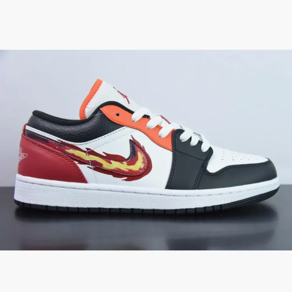 Air Jordan 1 Low Flaming Swoosh White/Black-Orange  FJ7222-101