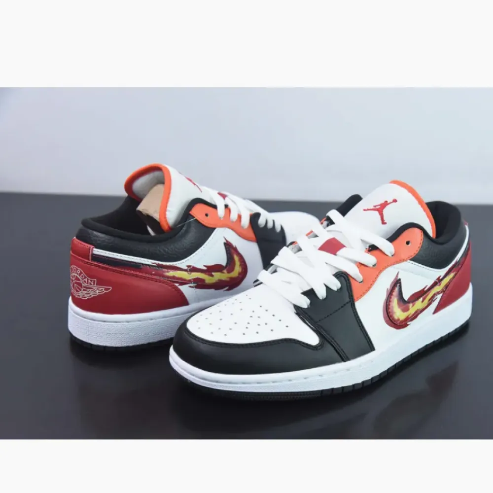 Air Jordan 1 Low Flaming Swoosh White/Black-Orange  FJ7222-101