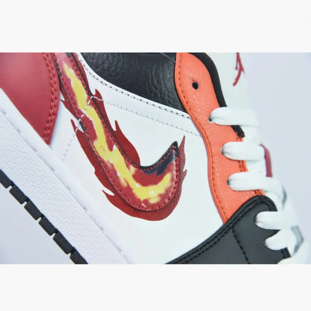 Air Jordan 1 Low Flaming Swoosh White/Black-Orange  FJ7222-101
