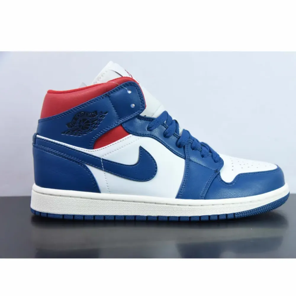 Air Jordan 1 Mid White/French Blue-Gym Red  BQ6472-146