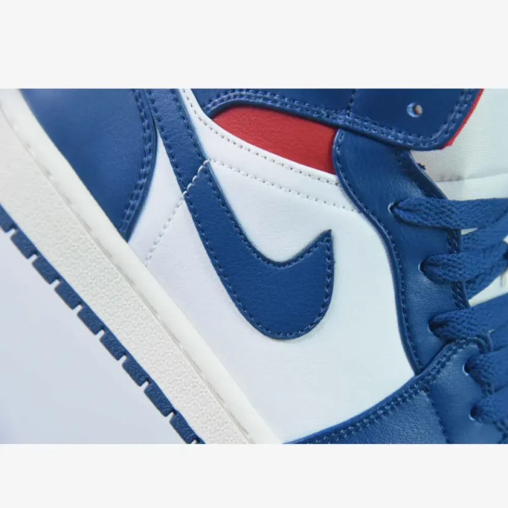 Air Jordan 1 Mid White/French Blue-Gym Red  BQ6472-146