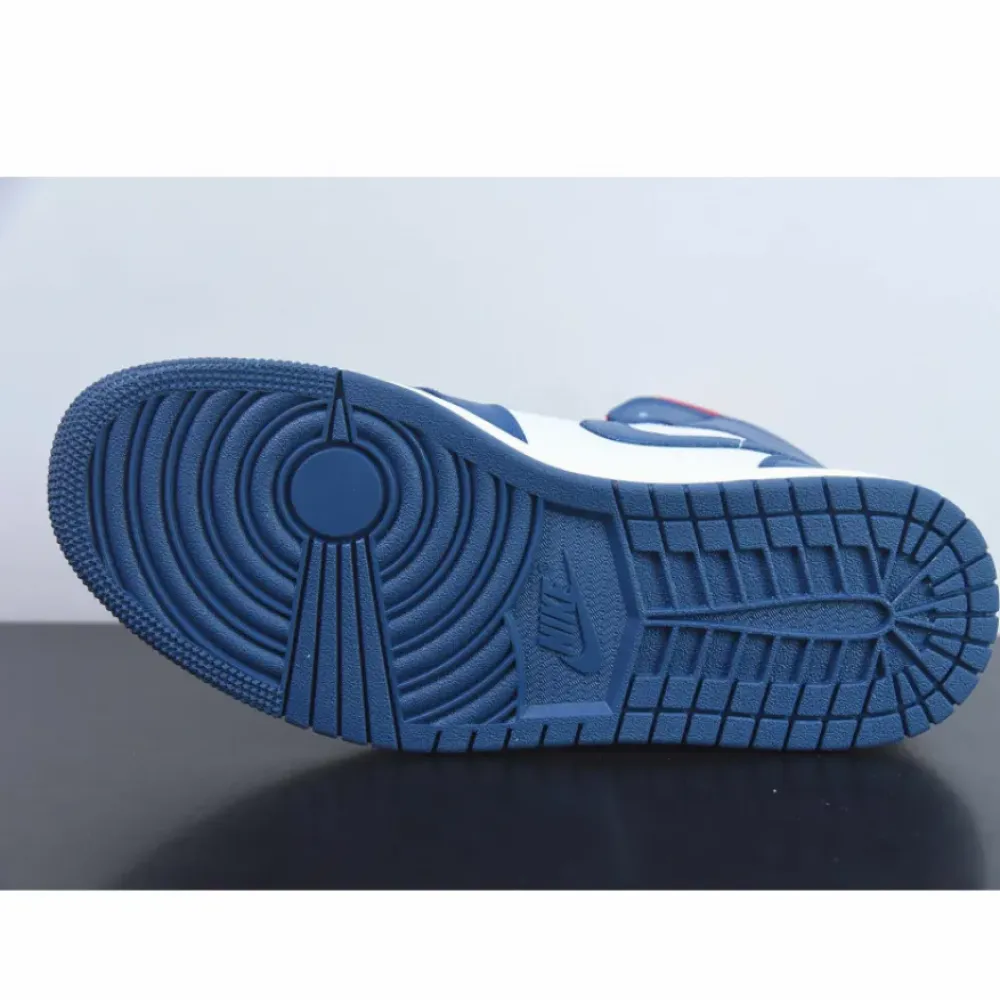 Air Jordan 1 Mid White/French Blue-Gym Red  BQ6472-146