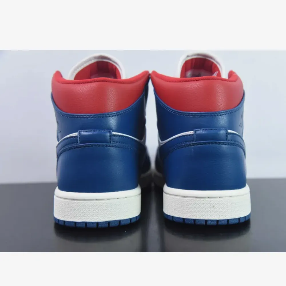 Air Jordan 1 Mid White/French Blue-Gym Red  BQ6472-146