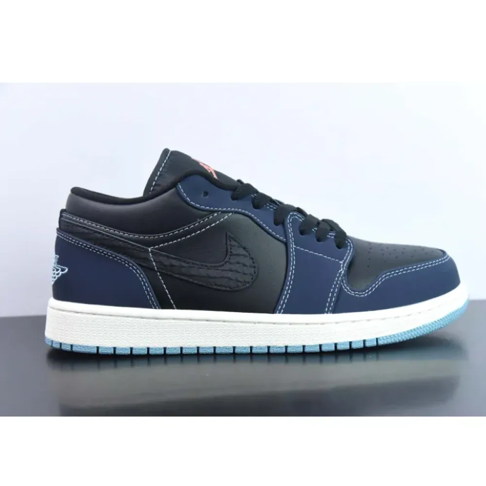 Air Jordan 1 Low Snakeskin Black/White-Midnight Navy  FJ5478-010