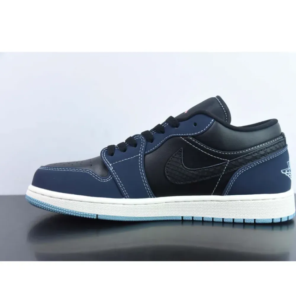 Air Jordan 1 Low Snakeskin Black/White-Midnight Navy  FJ5478-010