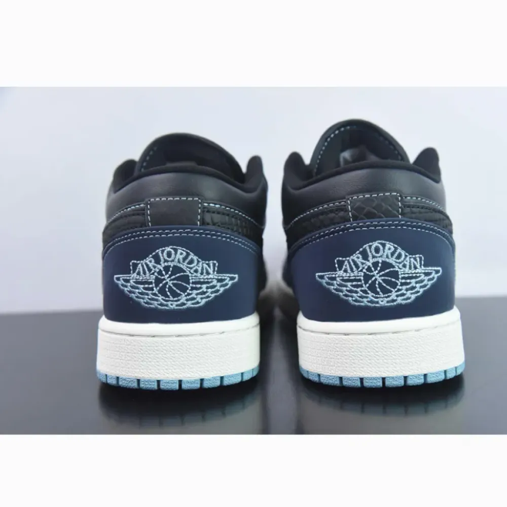 Air Jordan 1 Low Snakeskin Black/White-Midnight Navy  FJ5478-010