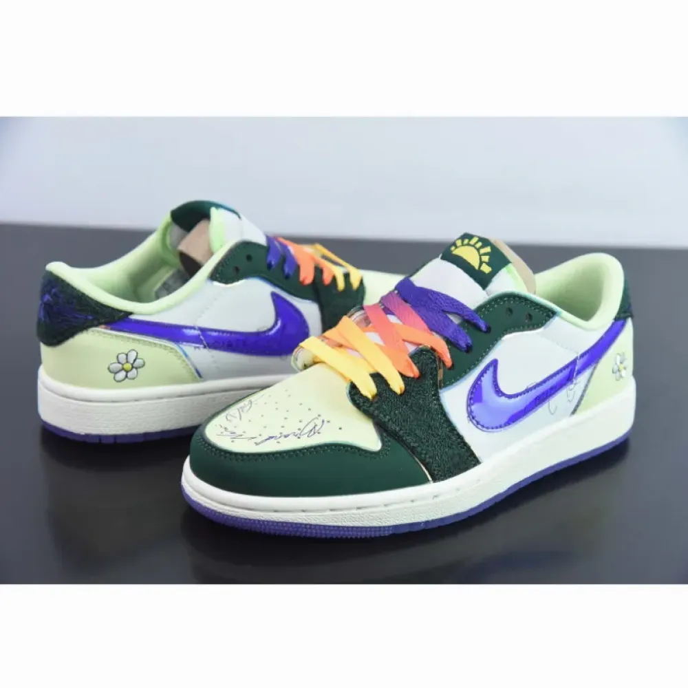 Air Jordan 1 Low “Doernbecher” Gorge Green/Court Purple-White  FD9665-351