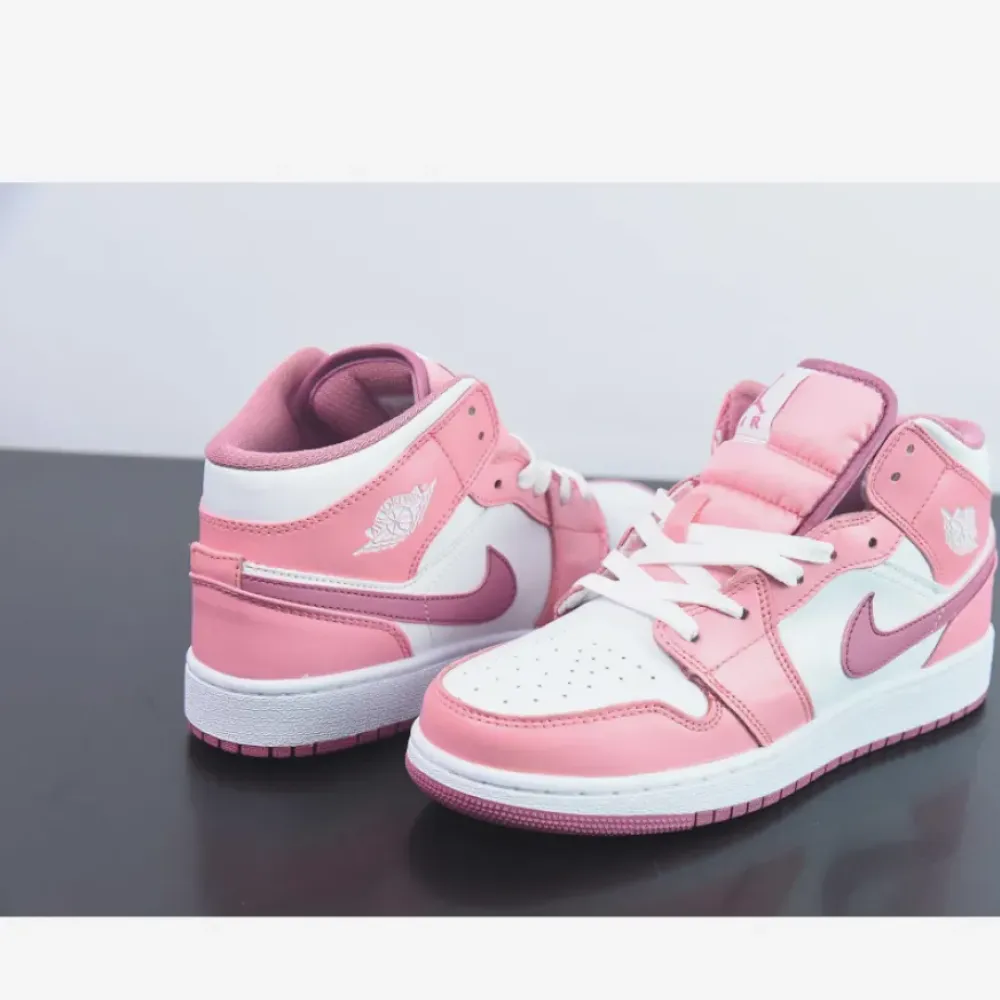 Air Jordan 1 Mid ‘Valentine’s Day’ Coral Chalk/Desert Berry/White  DQ8423-616