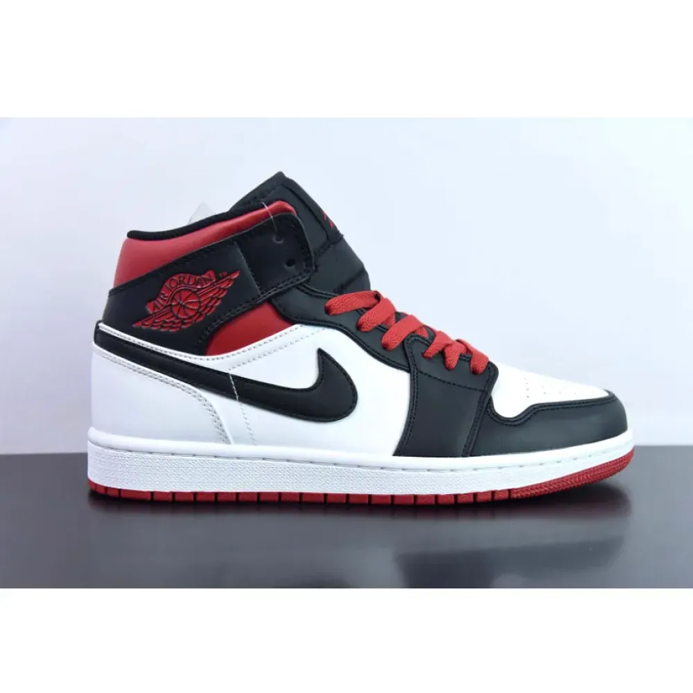 Air Jordan 1 Mid “Black Toe” White/Gym Red-Black  DQ8426-106