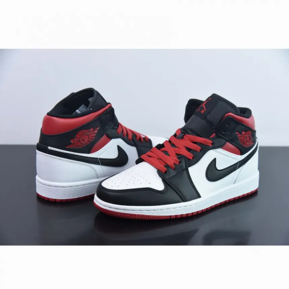 Air Jordan 1 Mid “Black Toe” White/Gym Red-Black  DQ8426-106