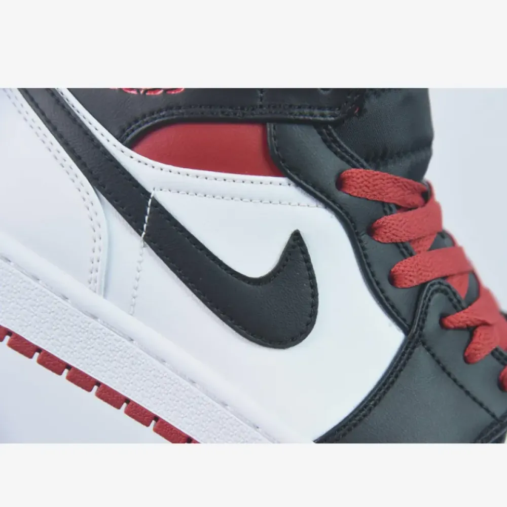 Air Jordan 1 Mid “Black Toe” White/Gym Red-Black  DQ8426-106