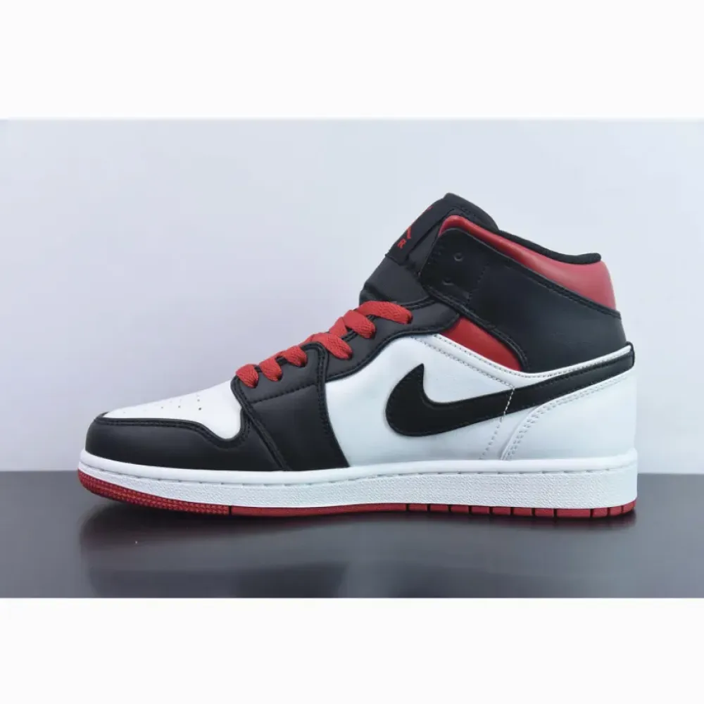 Air Jordan 1 Mid “Black Toe” White/Gym Red-Black  DQ8426-106