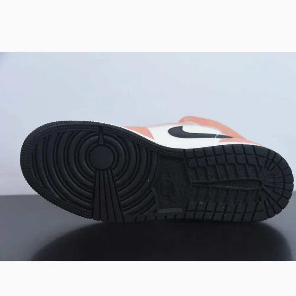 Air Jordan 1 Mid GS “Orange Suede” Team Orange/Black-Sail-Iron Grey  DV1336-800