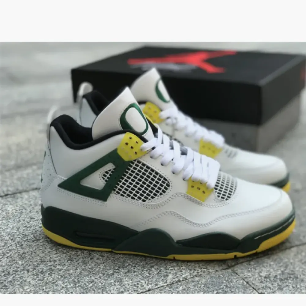 Air Jordan 4 Retro Oregon Ducks Duckman White/Green-Yellow