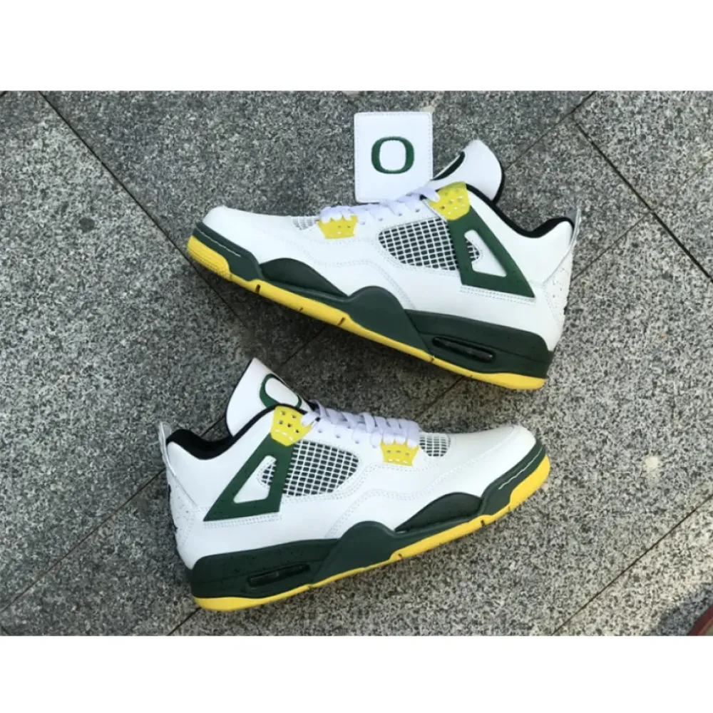 Air Jordan 4 Retro Oregon Ducks Duckman White/Green-Yellow