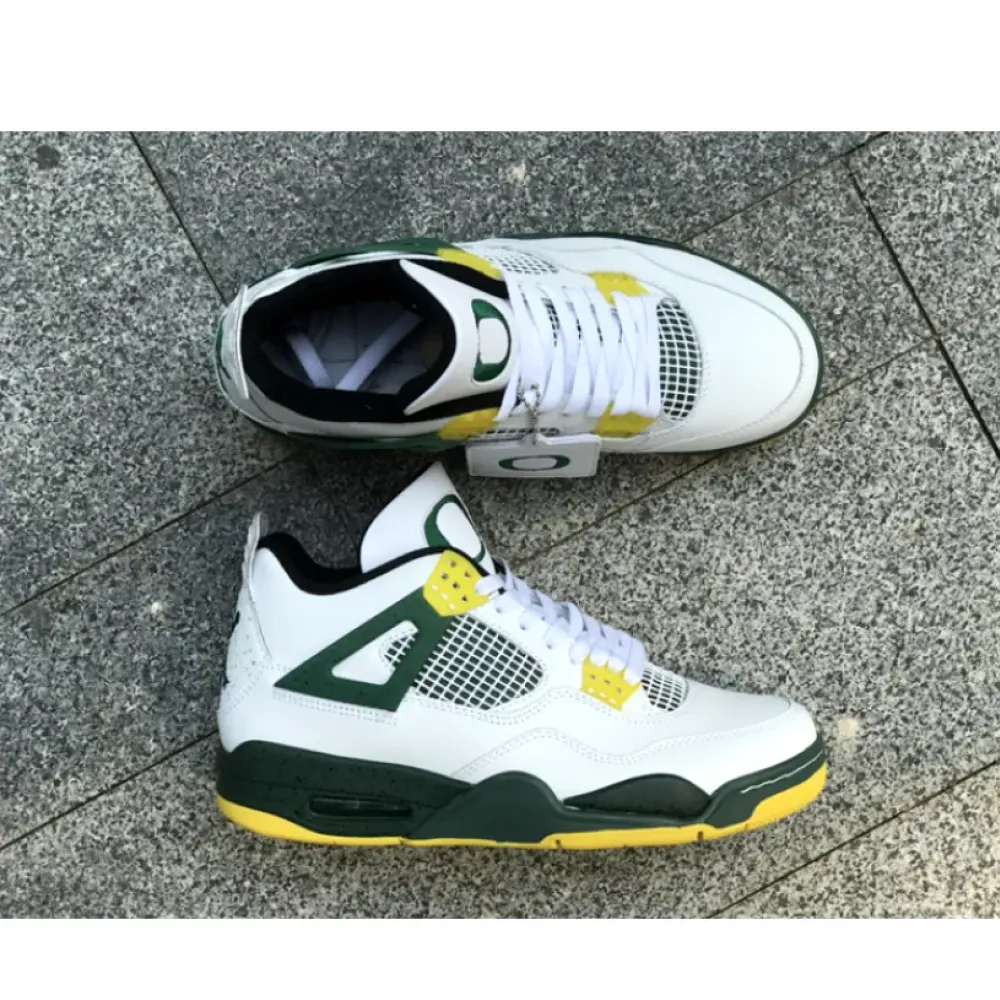 Air Jordan 4 Retro Oregon Ducks Duckman White/Green-Yellow