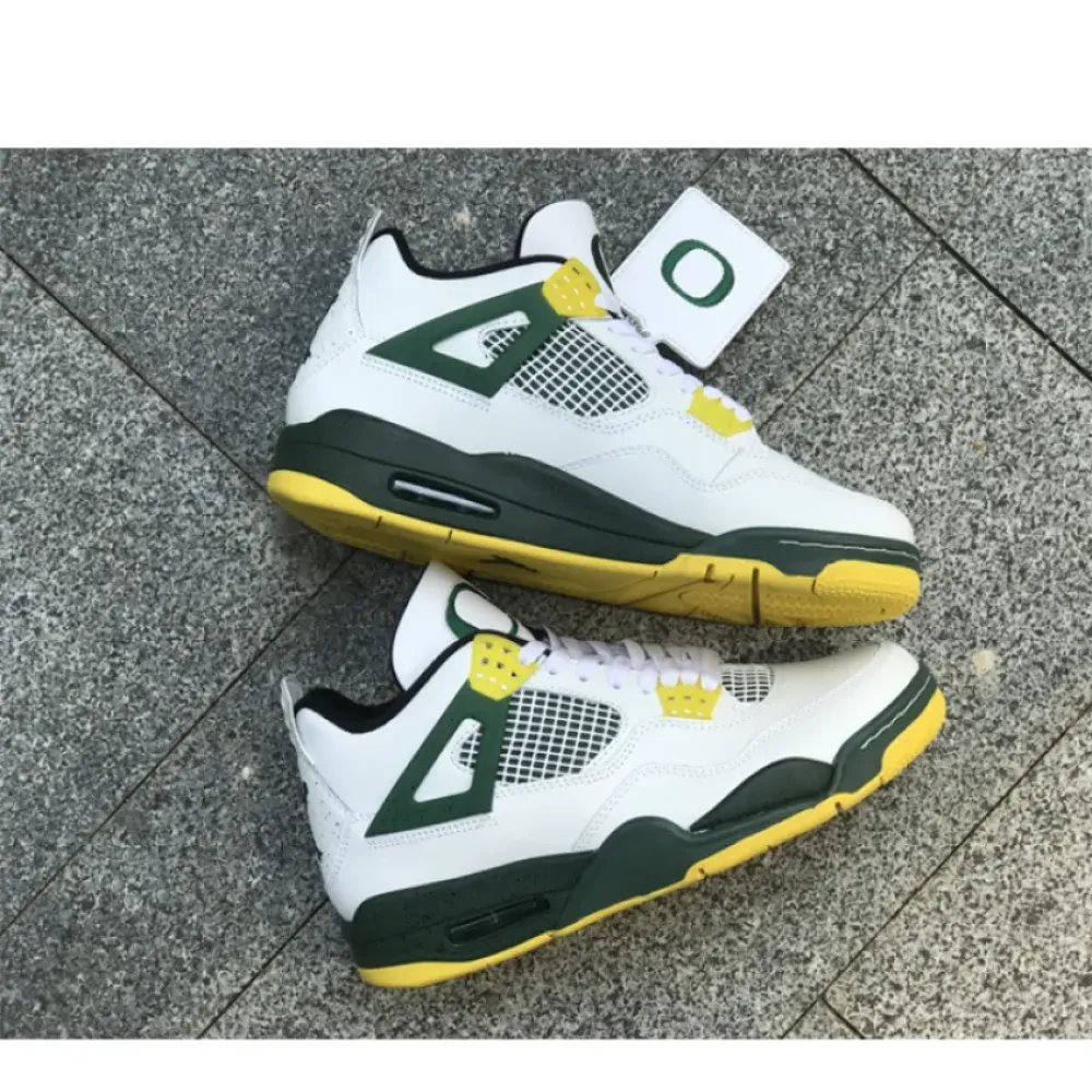 Air Jordan 4 Retro Oregon Ducks Duckman White/Green-Yellow