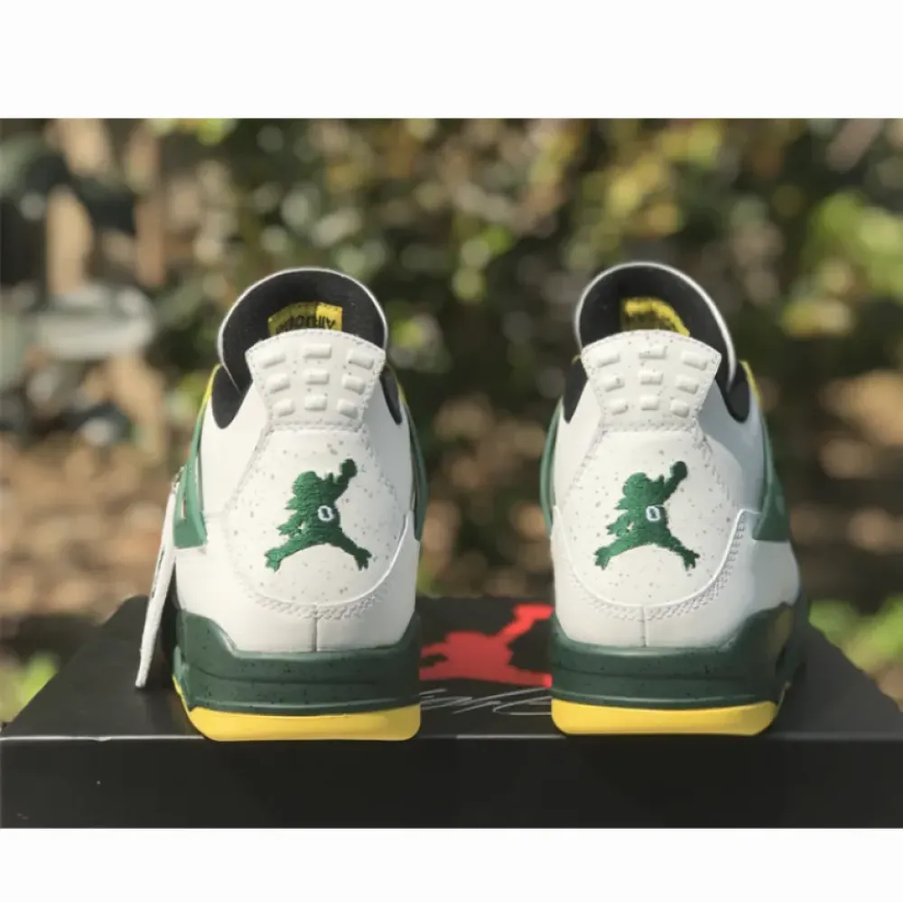 Air Jordan 4 Retro Oregon Ducks Duckman White/Green-Yellow