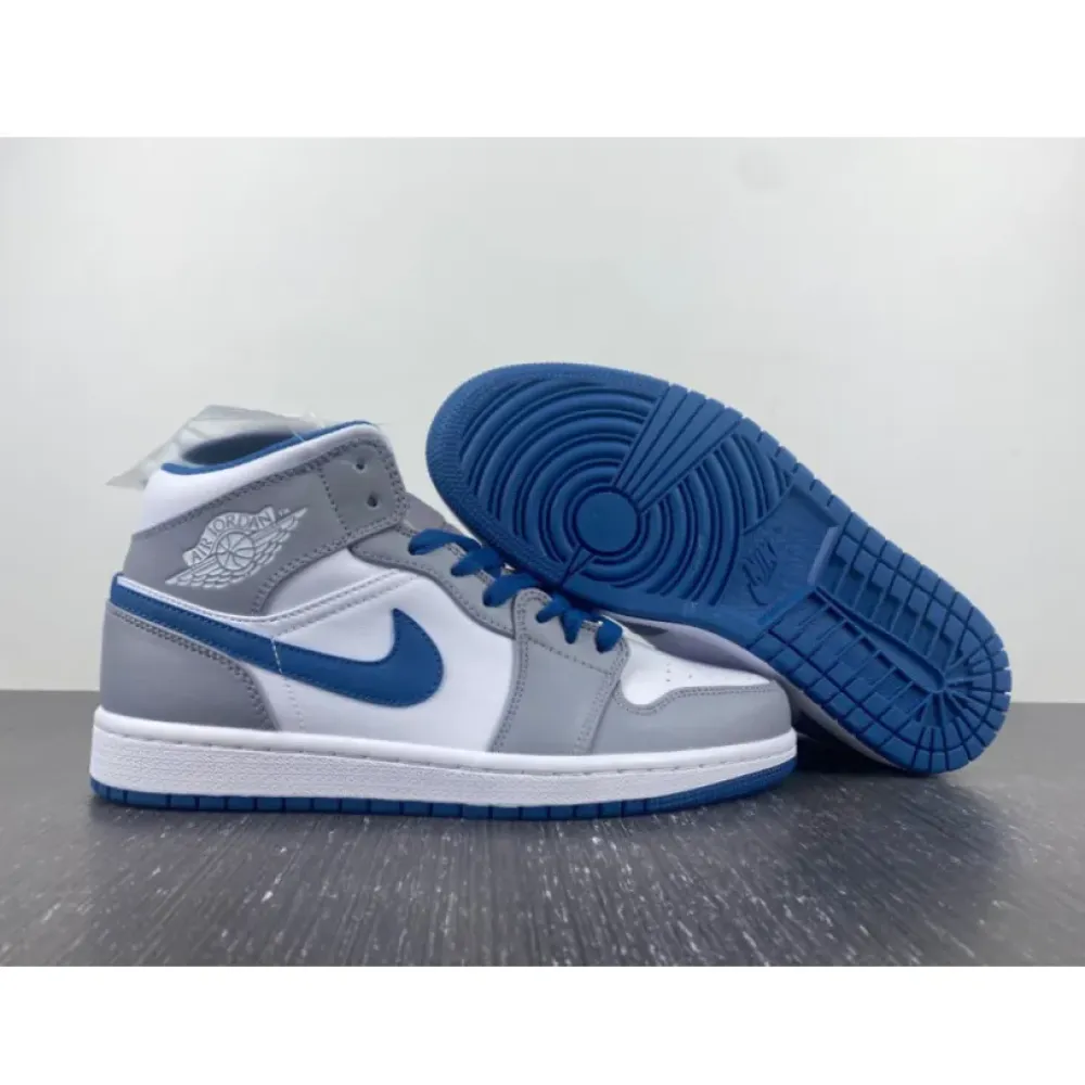 Air Jordan 1 Mid Cement Grey/White-True Blue  DQ8426-014