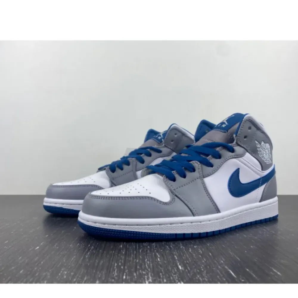 Air Jordan 1 Mid Cement Grey/White-True Blue  DQ8426-014