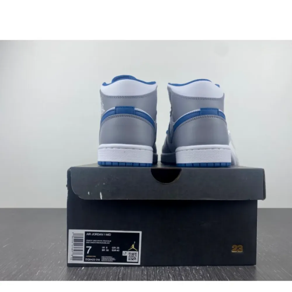 Air Jordan 1 Mid Cement Grey/White-True Blue  DQ8426-014