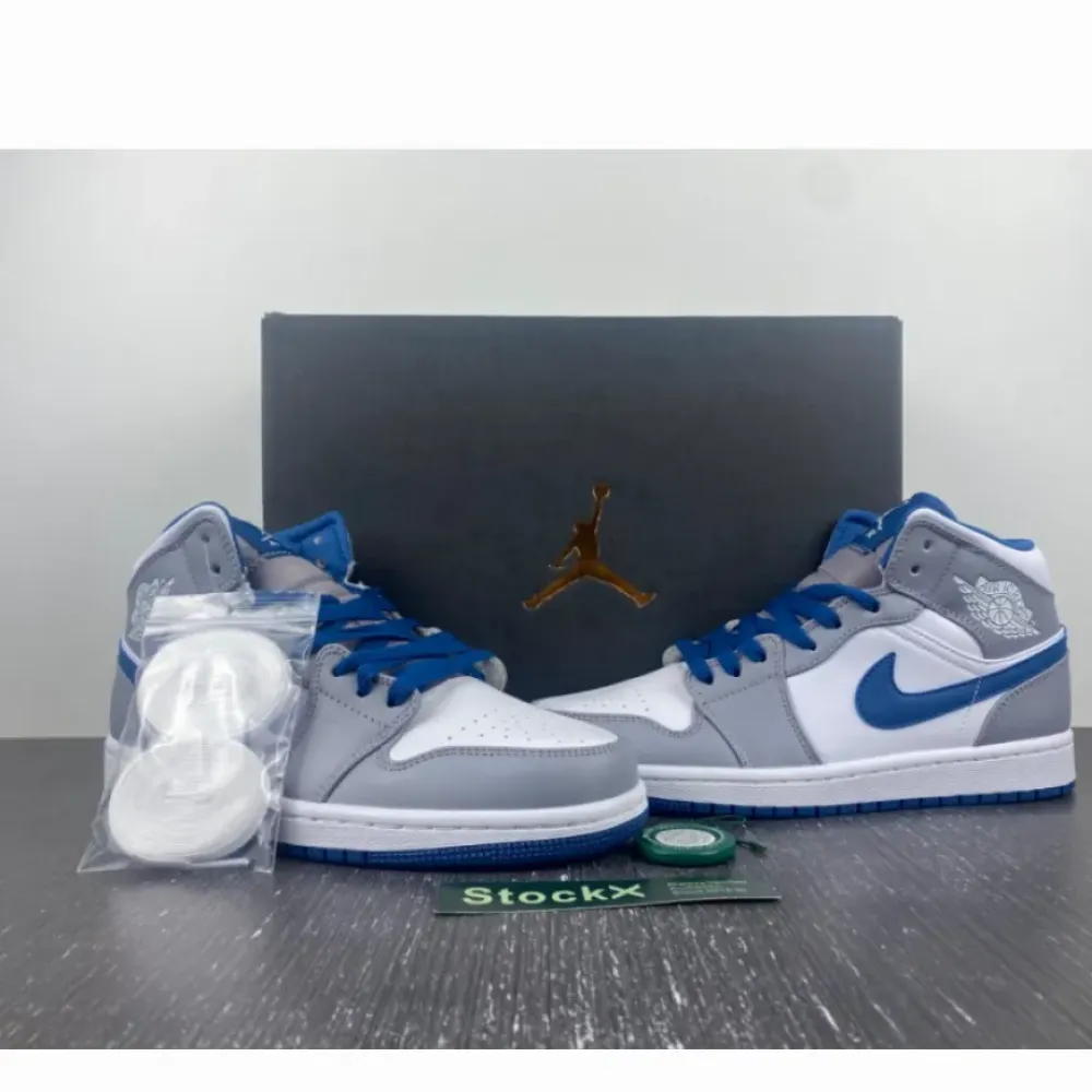 Air Jordan 1 Mid Cement Grey/White-True Blue  DQ8426-014
